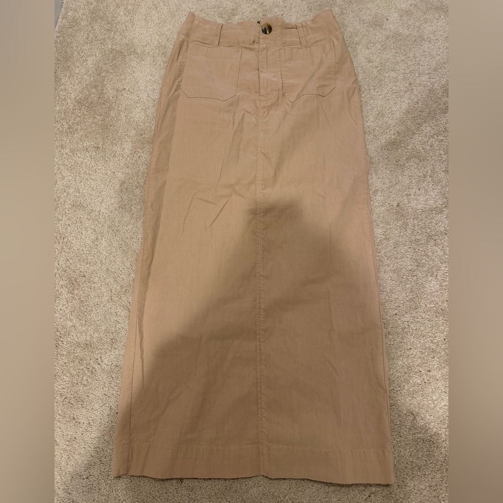 Maeve Anthropologie The Colette Tan Linen Blend Maxi Skirt XS